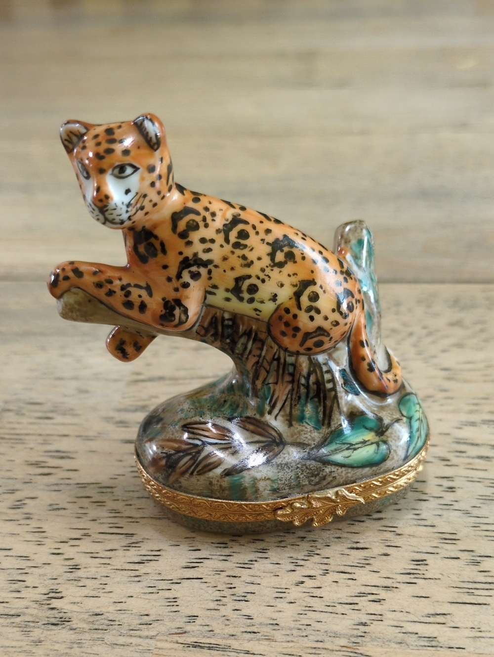 Limoges Leopard Trinket Box